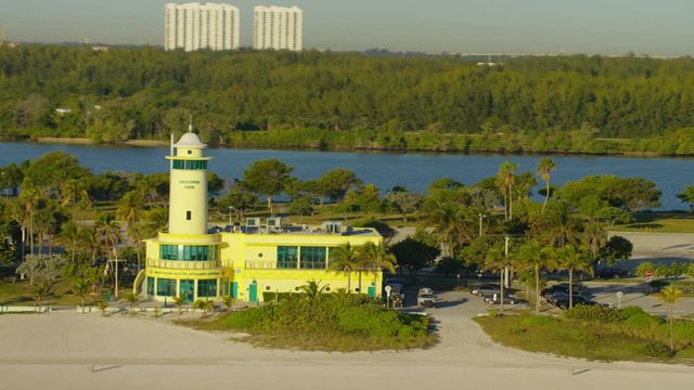 Aerial view of Haulover Park Lifegaurd Station Miami Beach, Florida