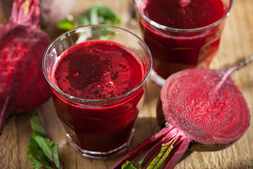 fresh healthy beetroot juice and vegetable