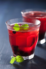 refreshing blueberry drink with lime and mint