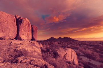 Valley of the sun, Phoenix Arizona desert sunset