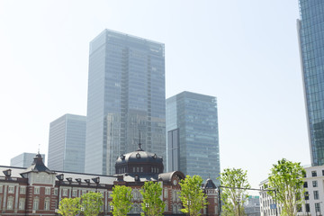 東京駅　新緑　丸の内駅前広場整備　2017年春