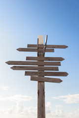 Empty wooden signpost