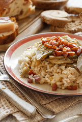 Risotto with artichokes and bacon