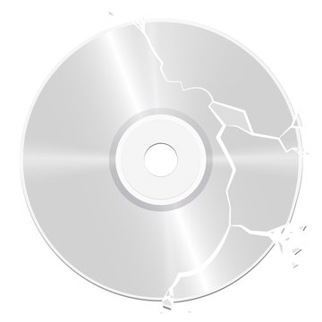 Broken, damaged CD - isolated vector illustration on white background.