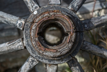 Old Wooden Wheel Close Up