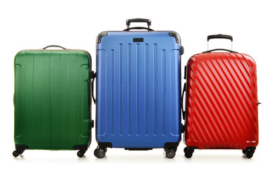 Three suitcases isolated on white