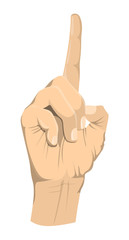 Isolated pointing hand sign on white background.