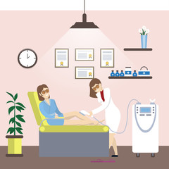 Laser hair removal. Isolated illustration in spa salon.