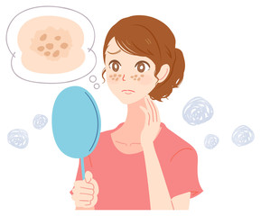 しみに悩む女性のイラスト