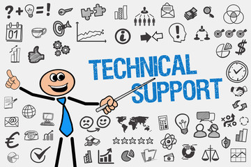 Technical Support / Mann mit Symbole