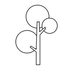 tree botanic natural foliage line vector illustration