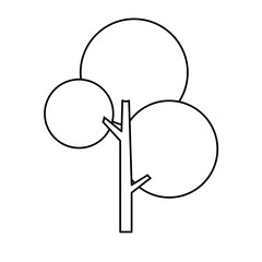 round tree nature ecology symbol line vector illustration