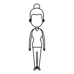 people woman character standing line vector illustration