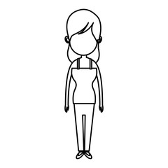 people woman character standing line vector illustration
