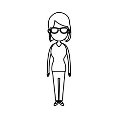 people woman character standing line vector illustration