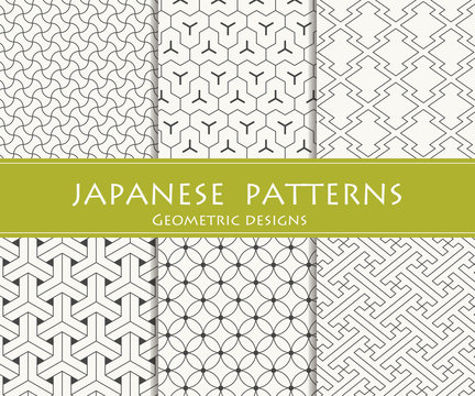 Japanese traditional patterns. Geometric designs.
