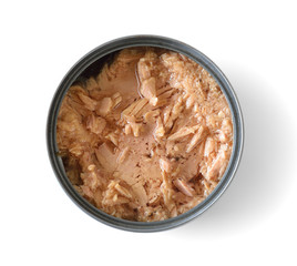 canned tuna isolated on white background