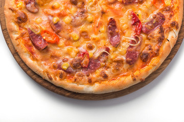 italian pizza with sausage and pepperoni