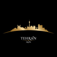 Tehran Iran city skyline silhouette black background