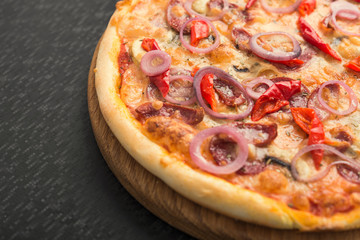 delicious pizza with salami