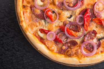 delicious pizza with salami
