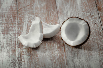 coconut isolated on a wooden background