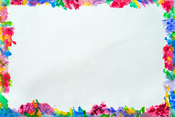 Colorful border for text or banner, card, template, design, formed by hand painted bright flowers...