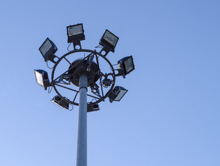 The spotlights on the high pole