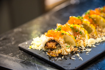 Lemon fried sushi rolls