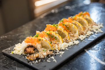 Lemon fried sushi rolls