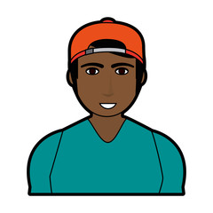 handsome man with muscular body wearing backwards baseball hat icon image vector illustration design