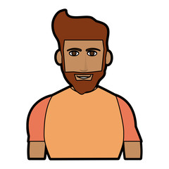 bearded handsome man with muscular body icon image vector illustration design