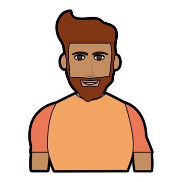 bearded handsome man with muscular body icon image vector illustration design