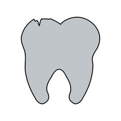 color image cartoon tooth with cracks vector illustration