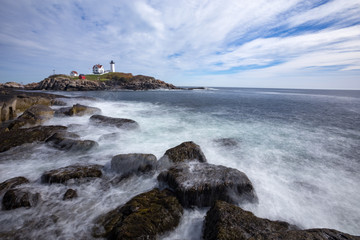 Cape Neddick Lighthouse (Nubble Lighthouse) at Old York Village, Maine, USA