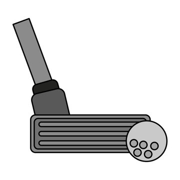 color image cartoon closeup golf club and ball vector illustration