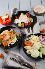 Set of three different salads