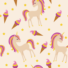 Unicorn vector seamless pattern