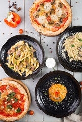 Set of different dishes