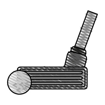 color crayon stripe cartoon closeup golf club and ball vector illustration