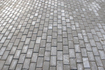 the pavement of gray paving stones