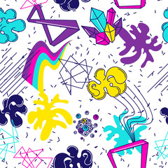 Trendy colorful seamless pattern. Abstract modern color elements in graffiti style