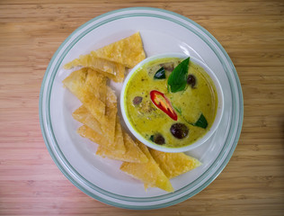 Roti and curry beef delicious food.