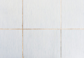 Old tile wall with the dirty grout.