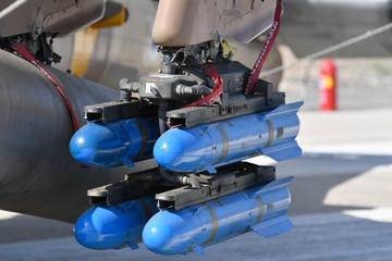 Part of F16 aircraft during Israeli 69st independent day exhibition