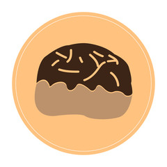 Isolated bread with chocolate on a colored button, Vector illustration
