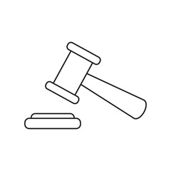 Auction hammer vector icon in line style. Court tribunal flat icon.