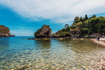 Beach at Isola Bella in Taormina, Sicily, Italy