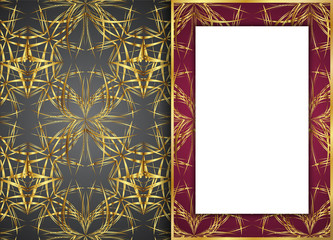 Golden and Dark vintage pattern.blank for message or text.
