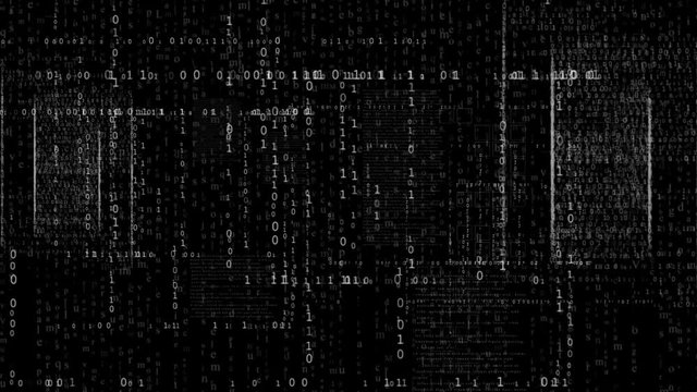 Matrix Digital Text.Alpha PNG. Running code text flying.Technological intro, screensaver techno background.